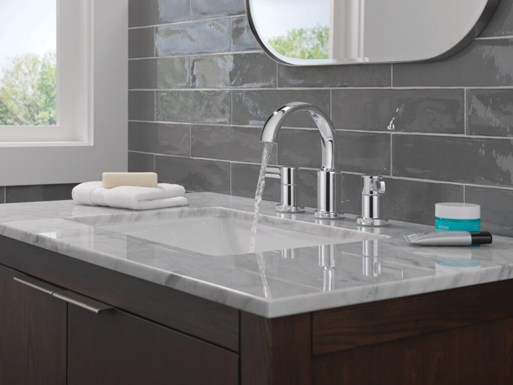 Albion Widespread Bathroom Faucet 3 Hole, 2-handle Bathroom Sink Faucet with Drain Assembly